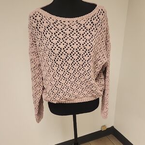 moon & madison Blush Open-Knit Sweater Size Small